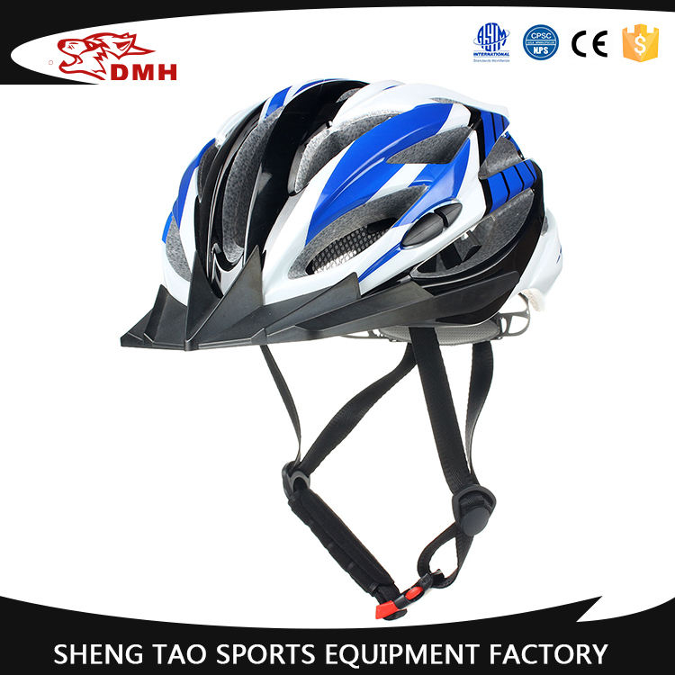 ブルーホワイトクラシック自転車ヘルメット、軽量サイクリングヘルメット
