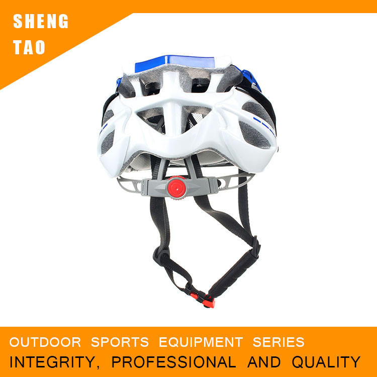 ブルーホワイトクラシック自転車ヘルメット、軽量サイクリングヘルメット