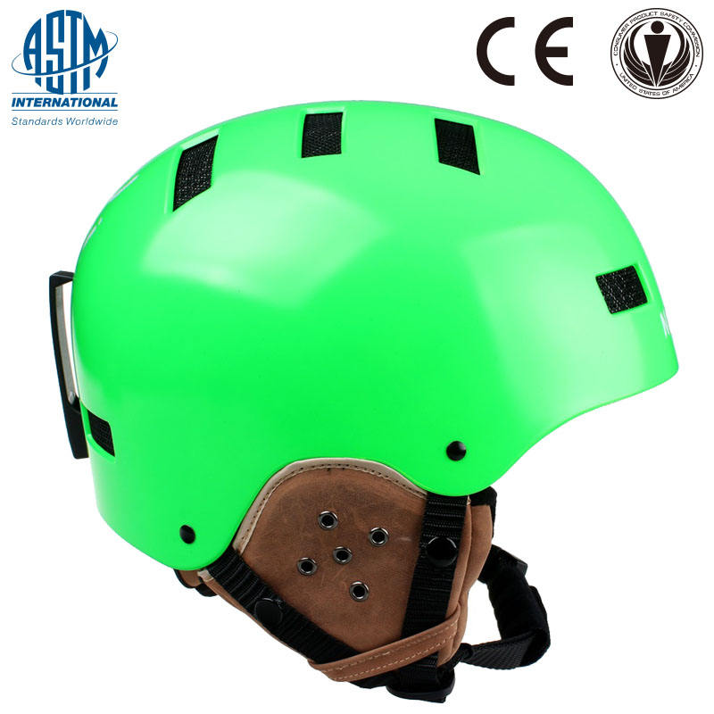 2017 新デザインホットセールレザー耳保護スキーヘルメット、人気のスノーボードヘルメット、レザーヘルメット